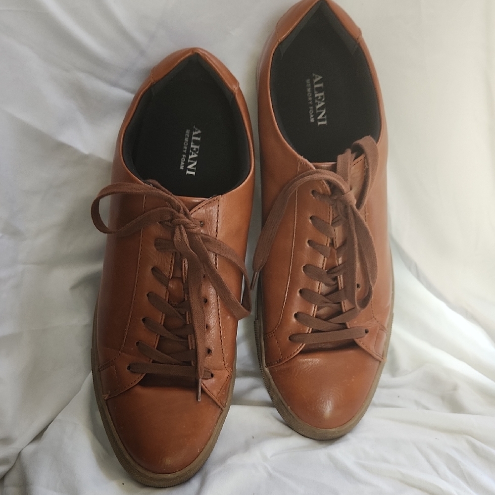 Alfani Men's Brown Leather Sneakers